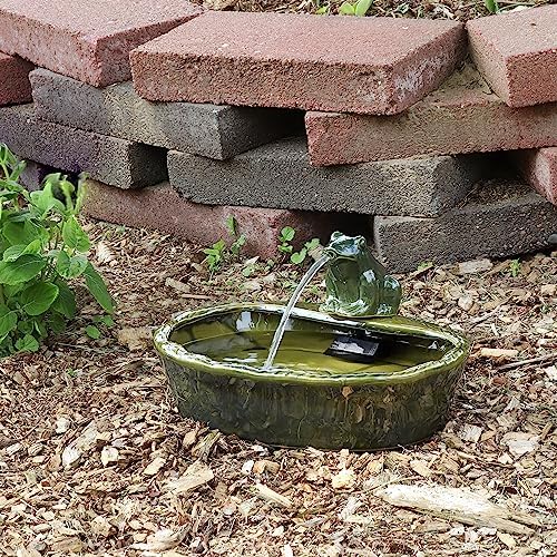 Sunnydaze 28-Inch Solar Fountain with LED Lights and Battery Backup