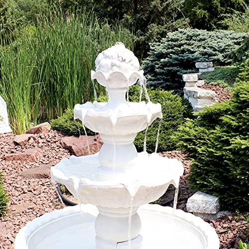 Sunnydaze 52-Inch 3-Tier Outdoor Water Fountain with Fruit Top - White