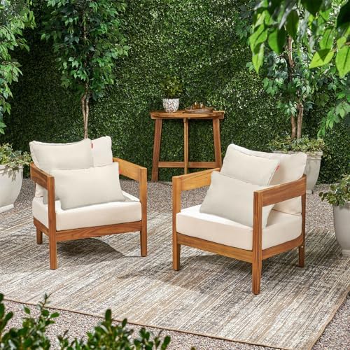 Pcinfuns 18x18 Inch Outdoor Throw Pillows 2 Pack Beige