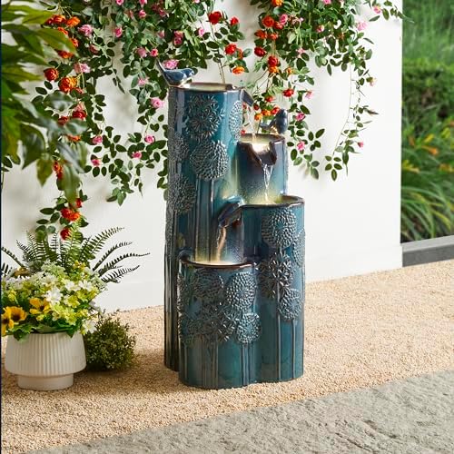 Glitzhome 3175 H Outdoor Fountain with LED Lights and Pump