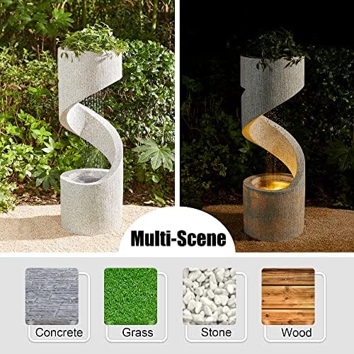 Glitzhome Tiered Outdoor Water Fountain with LED Light
