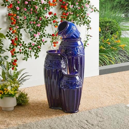 Glitzhome 355 H Freestanding Fountain with LED Lights and Pump