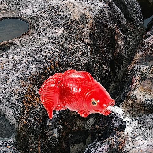 Yardwe Carp Fish Fountain Spitter Decorative Pond Statue