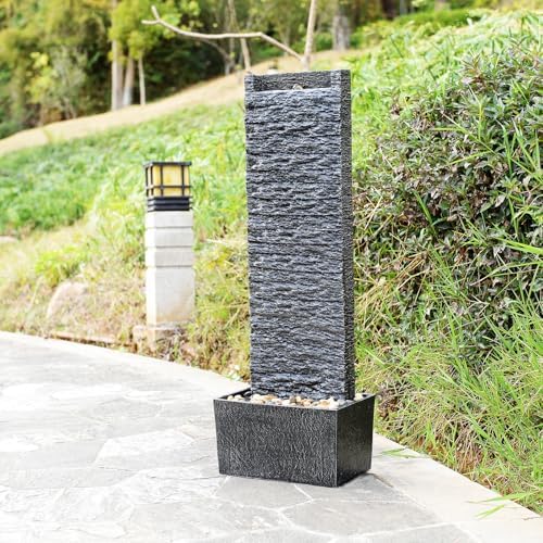 GOSSI Water Fountain Outdoor with LED Light 385 Inch