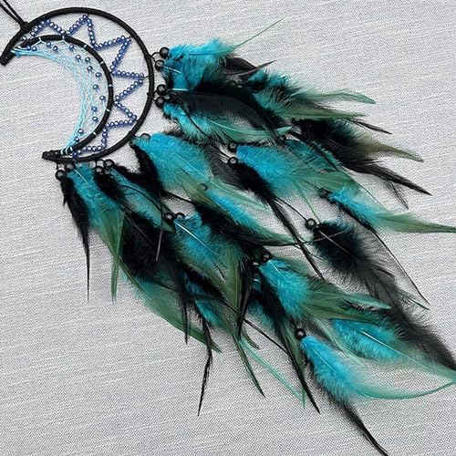 Moon Dream Catcher Black and Blue Wall Decor