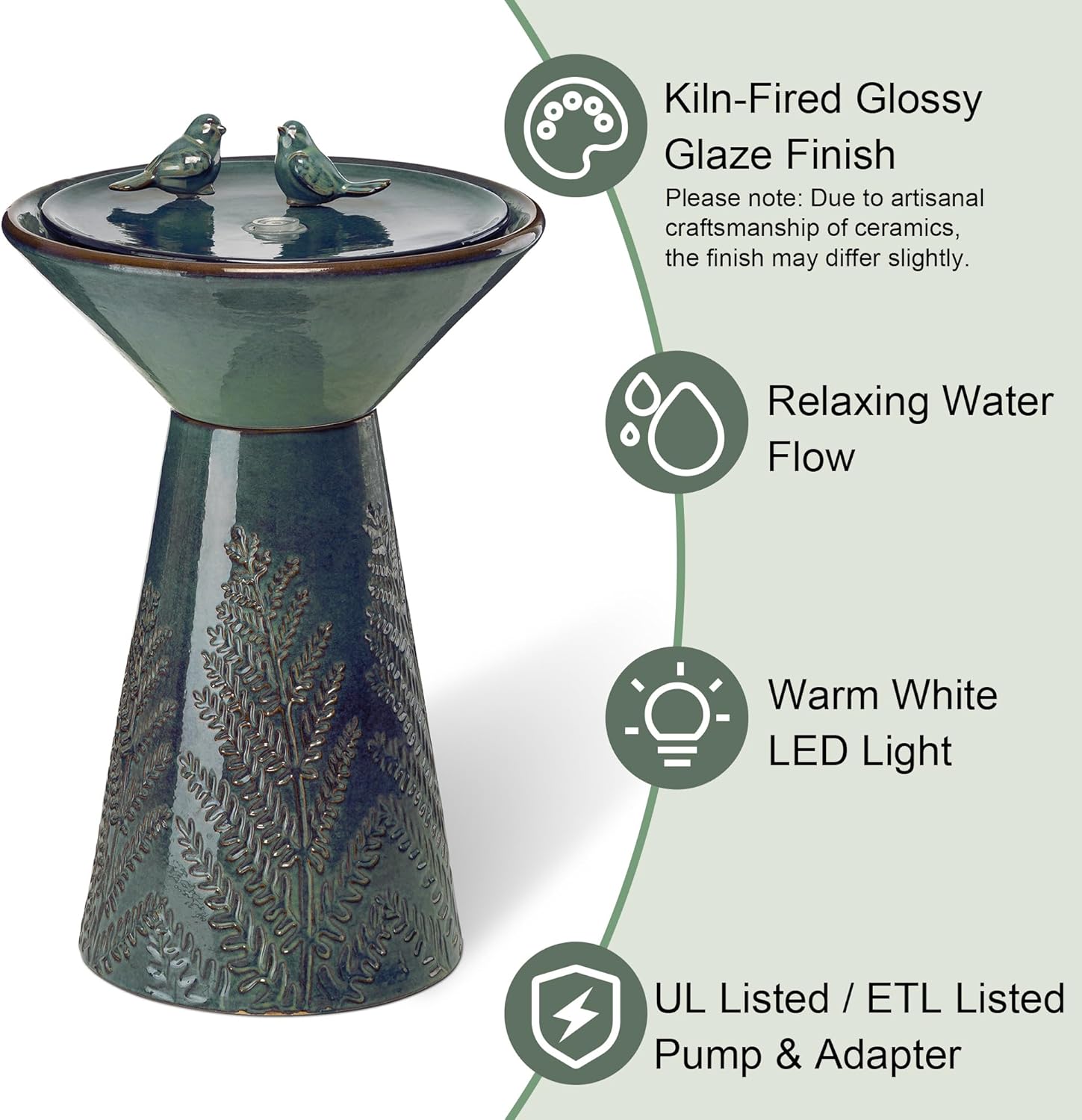 Glitzhome 275 Inch H Outdoor Garden Water Fountain with LED Light and Pump